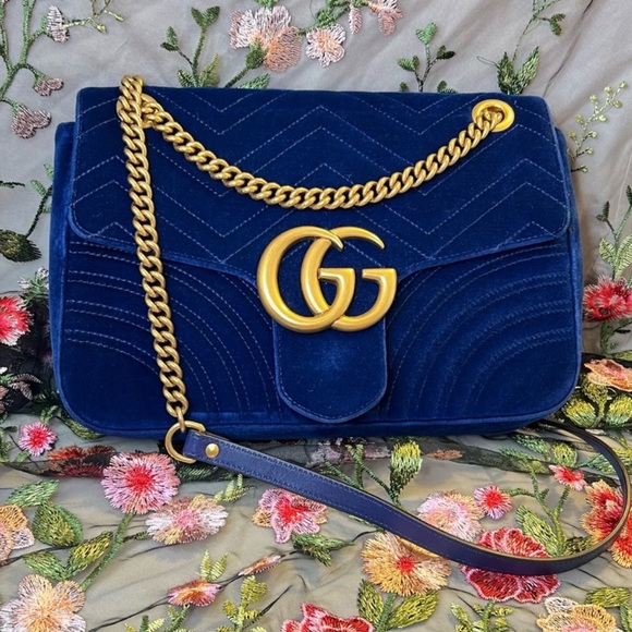 NWOT Autentic GUCCI GG Velvet Marmont Medium Crossbody Shoulder Bag - Picture 1 of 11
